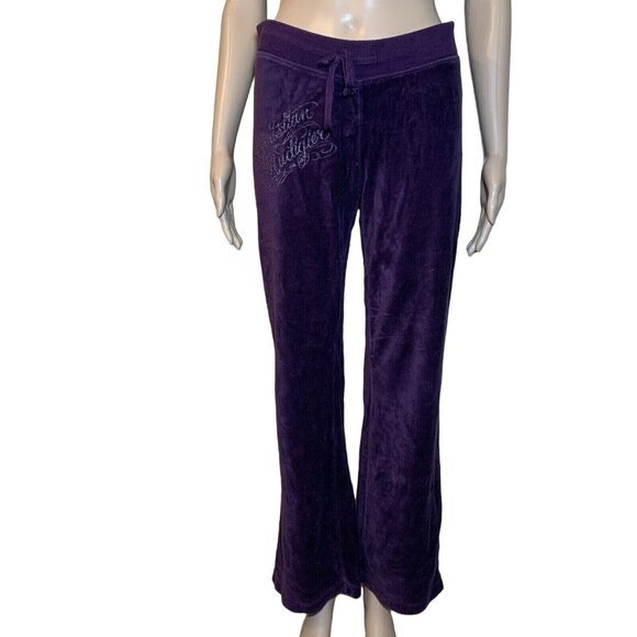 Christian Audigier Vintage y2k 2000s  Velour Flare Track Pants Ed Hardy Sz M #1 - Picture 1 of 6
